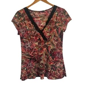 Women's Agenda Short Sleeve Paisley Top